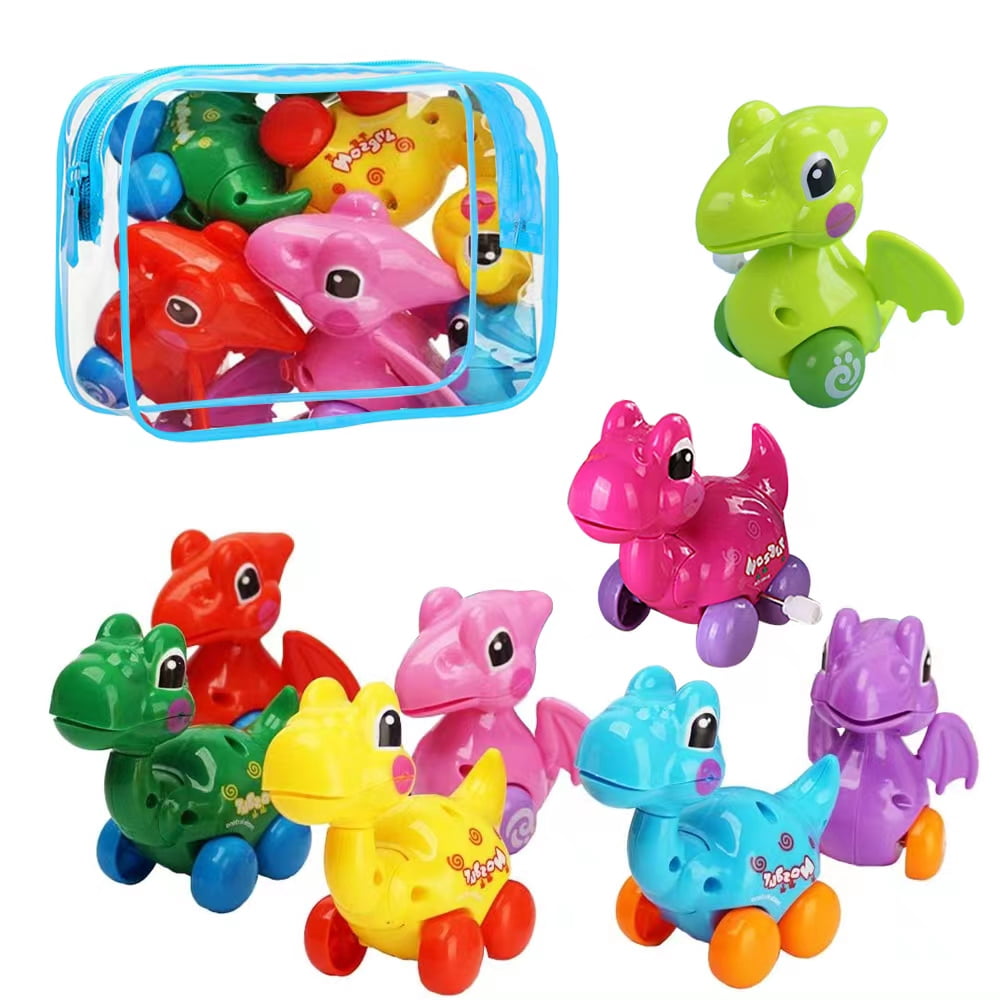 DEELLEEO Dinosaur toys,8 pieces loaded with clockwork dinosaur toys
