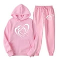 thumbnail image 2 of VBTAPA Womens Sweatsuits 2 Piece Set Love Heart Print Pullover Hoodies and Jogger Pants Sets Lounge Jogger Sets Casual Track Suits Deals of Today Prime Pink#5 S, 2 of 5