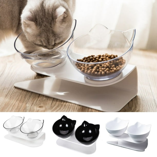 Tazón de comedero para gatos doble ajustable de 20° Inclinación de comedero para perros y gatos doble | Bodega Aurrera en línea