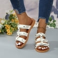 thumbnail image 3 of THDHVS Sandals for Women 2025,Women Sandals,Women's Fashion Casual Summer Style Solid Color Retro Style Beach Seaside Soft Bottom Flat Slippers White 8.5, 3 of 6