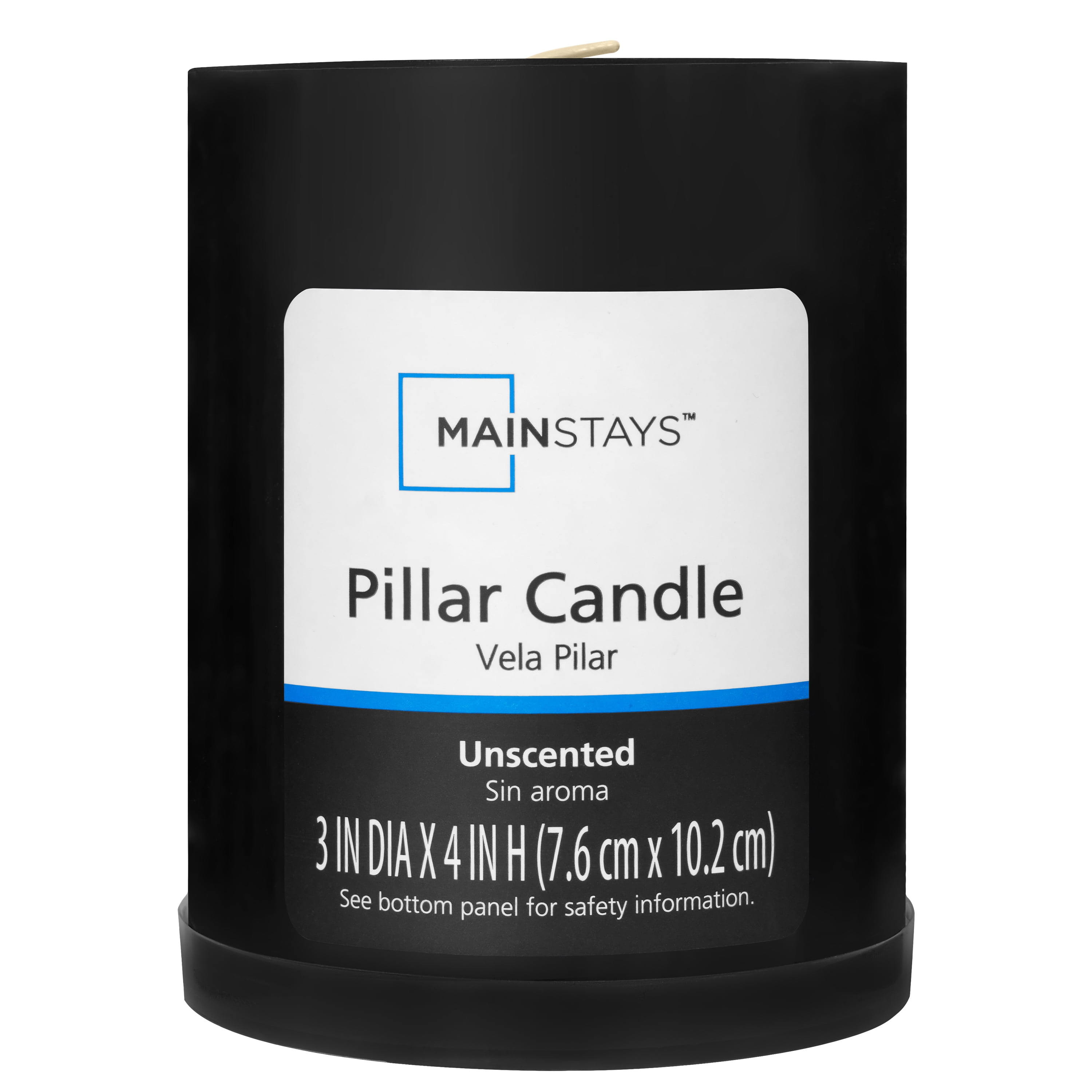 (2 pack) Mainstays Unscented Decorative Pillar Candle, Black, 3 in x 4 in