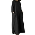 thumbnail image 4 of ZANZEA Women 3/4 Sleeved O-Neck Solid Colors Maxi Dress Baggy Kaftan Dresses, 4 of 4