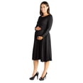 thumbnail image 2 of Maternity Boat Neck Fit N Flare Pocket Midi Dress, 2 of 11