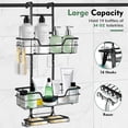 thumbnail image 5 of Over the Door Shower Caddy, 3-Tier Rustproof Bathroom Organizer with Hooks, No Drilling Hanging Shower Shelf for Shampoo and Toiletries, Black, 5 of 6
