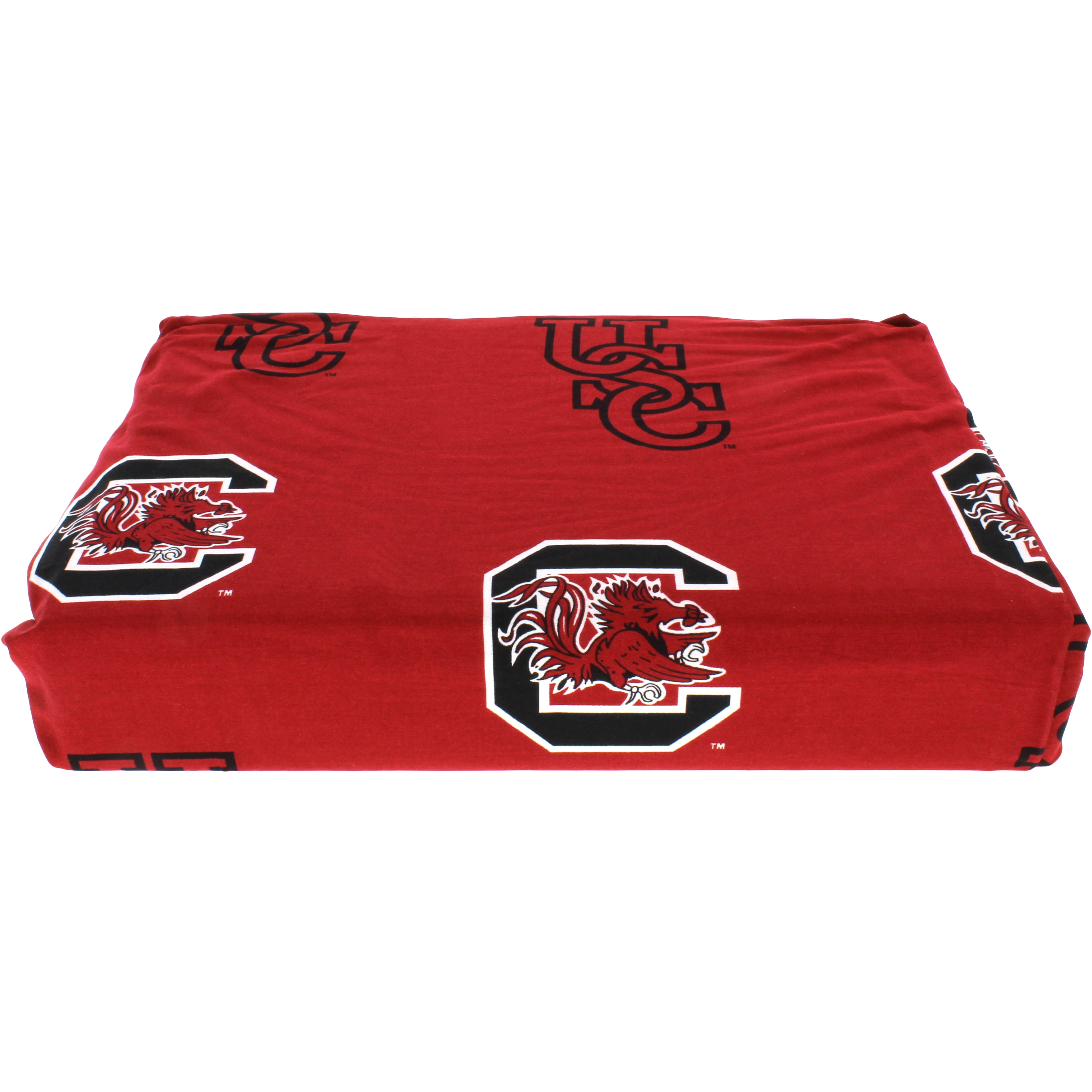 South Carolina Gamecocks 100% cotton, 4 piece sheet set - flat sheet, fitted sheet, 2 pillow cases, Queen, Team Colors