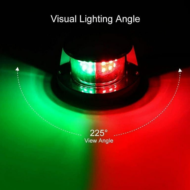 Ymiko Navigation Lights For Boats, Red Green Sailing Spot Lamp Easy To Install Navigation Light Boat Accessory Led Bow Lights For Pontoon For Fishing