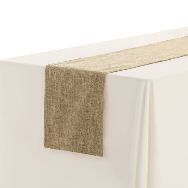 REGALWOVEN 1 Paquete de Caminos de Mesa de Color Sólido Lino Largo Banner de Mesa Caqui 12"x63"