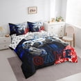thumbnail image 4 of Feelyou Video Gamer Gamepad Twin Bedding Sets 7-Piece, Blue Red Watercolor Splatter Bedding Comforter Set, Honeycomb Abstract Reversible Sheet Sets, Lightweight Room Decor, 4 of 8