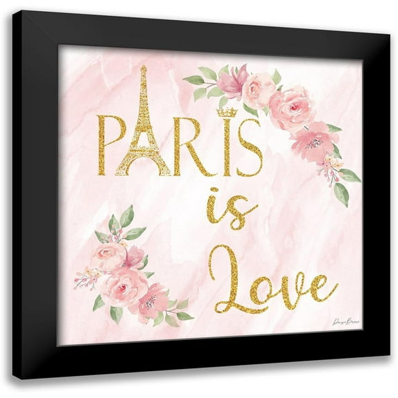 Brown, Denise 12x12 Black Modern Framed Museum Art Print Titled - Paris is Love 1