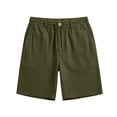 thumbnail image 4 of Men's Linen Shorts Dress Casual Work Golf Cotton Linen Shorts for Men Flat Front with Pockets Belt Loop Army Green, 4 of 8