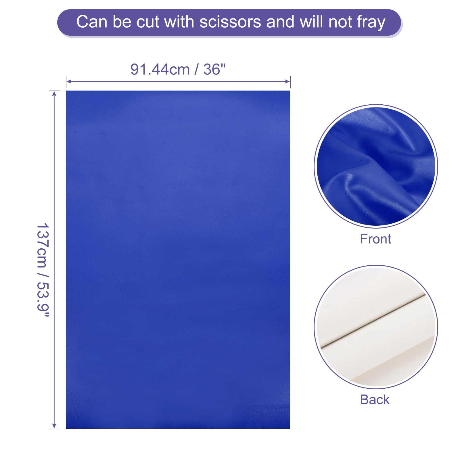 Uxcell Faux Leather 1 Yards Length 1mm Thick PU Leather for Sofa Bags DIY Crafts, Blue