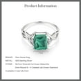 thumbnail image 5 of Gem Stone King 3.58 Ct Emerald Cut Green Malachite E-F Lab Grown Diamond 925 Sterling Silver Ring (Size 5), 5 of 5