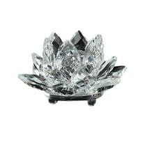 Ckraxd Crystal Lotus Candle Holder, Colored Crystal Glass Tea Lamp, Buddhist Decor, Elegant Long-Lasting Light for Home and Event Decoration