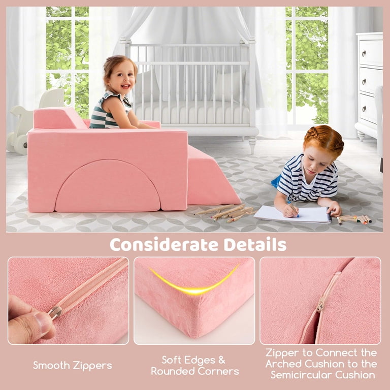 Costway Kids Modular Play Sofa 8 PCS with Detachable Cover for