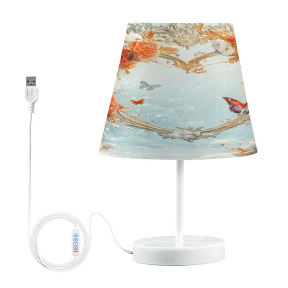 BZSMCE Table Lamp Creative Heat Of Rose Painting Simple Pattern Night Light