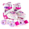 thumbnail image 1 of Costway Kids Roller Skates 4 Sizes Adjustable Quad Skates with Light-up Wheels for Ages 5-8 Rose Red, 1 of 10