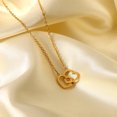 thumbnail image 3 of Gold Stainless Steel Heart Pendant Necklace For Women Love Shape Geometric O Chain 21-50cm, 3 of 4