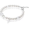 Baby Crystals Elegant Sterling Silver Cross Charm Baptism Bracelet - Baptism Gifts for Girl with White Simulated Pearls and European Crystals, Girls Jewelry, Bracelets for Girls