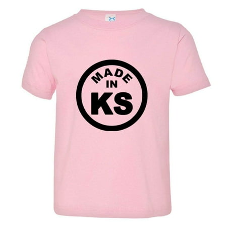 

PleaseMeTees™ Toddler From Born Made In Kansas KS Logo Label Tag HQ Tee