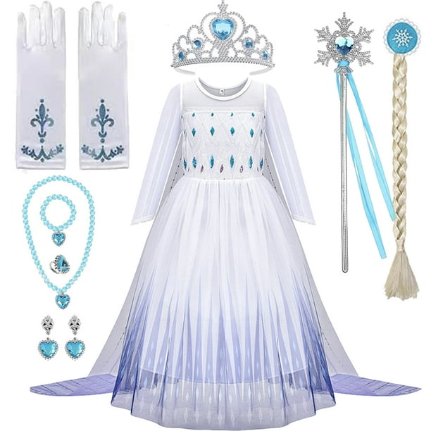 Disney Frozen Little Girls Princess Costume Elsa Cosplay Dress up for Halloween Party with