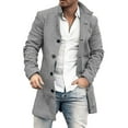 thumbnail image 2 of Honeeladyy Mens Trench Coat Winter Long Single Breasted Classic Stylish Business Overcoat Gray XXL, 2 of 3