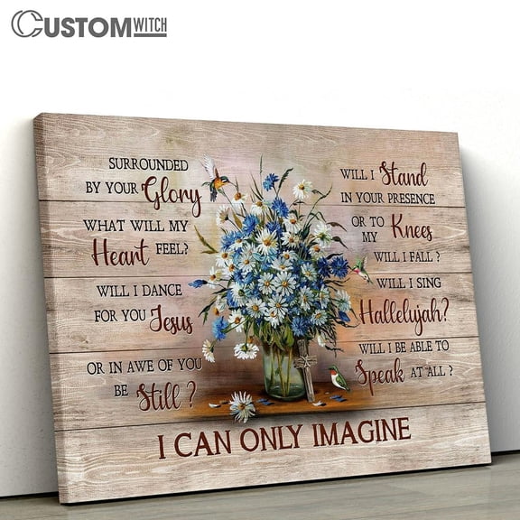 I Can Only Imagine Daisy Hummingbird Christian Framed Canvas Wall Art, Home Decor for Office Living Room Bedroom, Inspirational Religious Wall Decor Gift