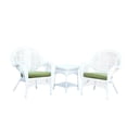 thumbnail image 1 of Jeco Ensemble de Conversation en Osier 3 Pcs, Blanc avec Coussins Verts, 1 of 3