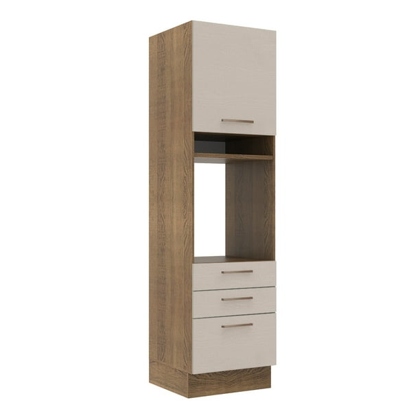 Mueble de Cocina Para Horno MADESA Torre Caliente Agata 60 cm 1 Puerta y 3 Cajones Marrón/Crema