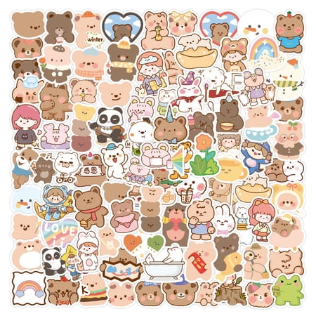 FanShow 100pcs Cute Cartoon Korean Bear Stickers for Kids Scrapbooking ...