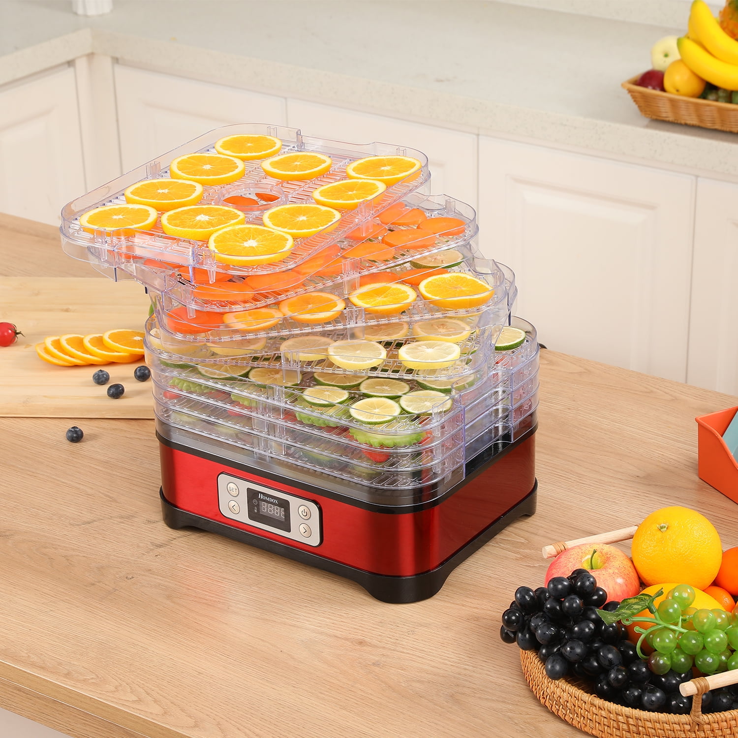 GMZ&KEHC Small Food Dehydrator Machine with 5 Dryer Trays, Electric Fruit  Vegetable Dryer for Snacks Fruit Veggies Herbs,High-Heat Circulation,White