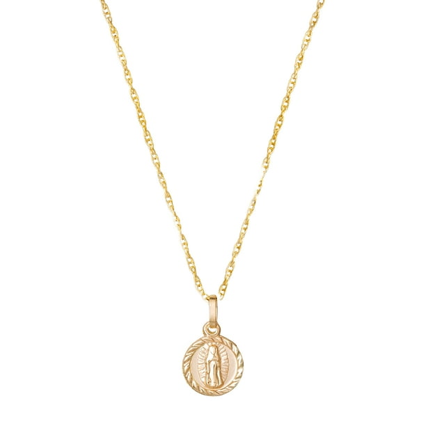Brilliance Fine Jewelry 14K Yellow Gold Virgin Mary Pendant 16"+ 2