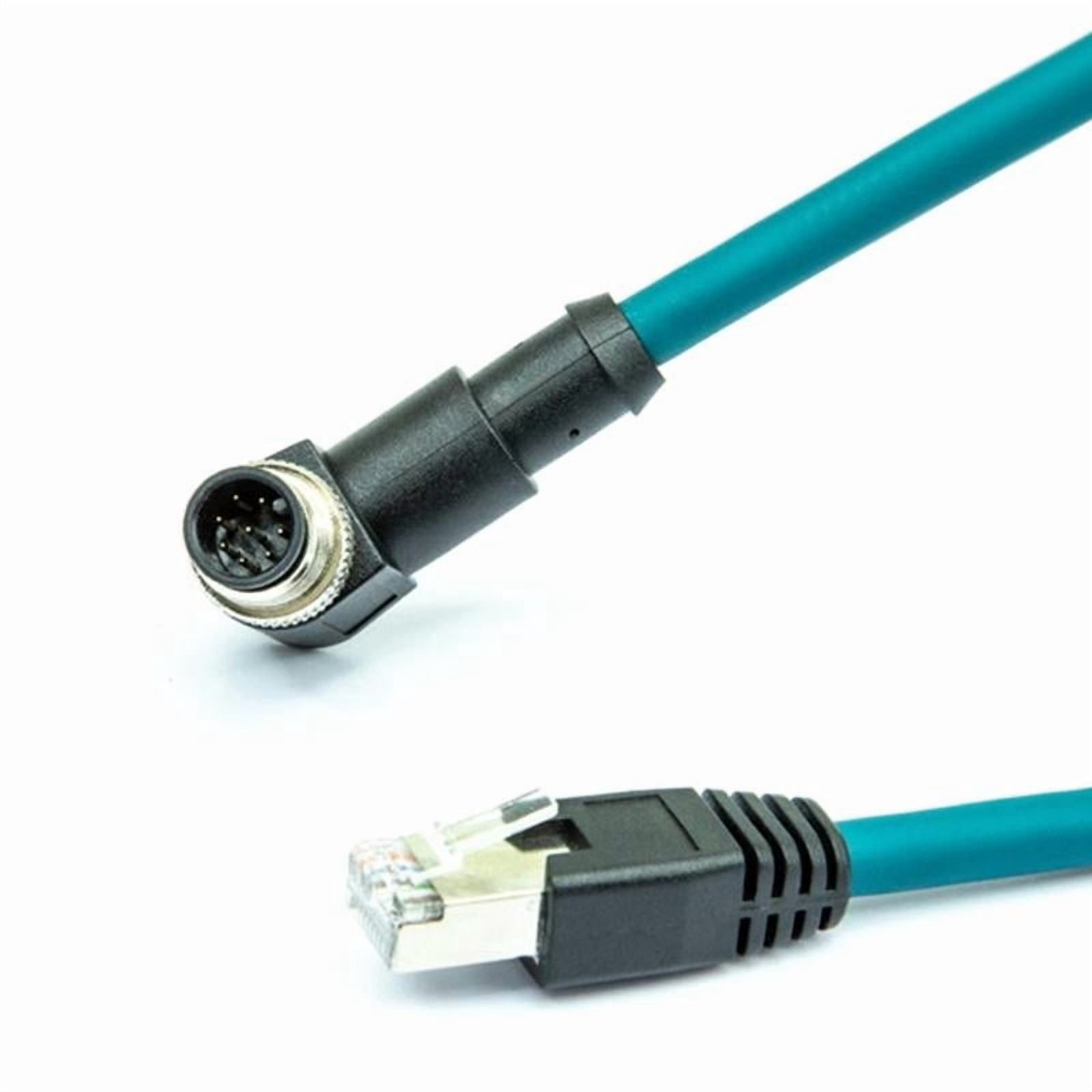 CEORPER 8Pin Male Right Angle to RJ45 Ethernet Cable Gigabit Shielded Waterproof