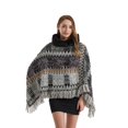 thumbnail image 3 of Autumn Winter Capes Ladies Poncho with Fringe Hem Crochet Cape National Pullover Knitted Cloak Warm Wool Shawl for Women, 3 of 7