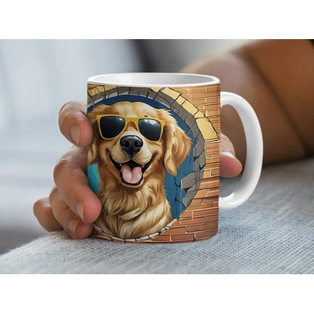 

15oz Cool Golden Retriever Mugs Smiling Dog in Sunglasses Unique Dog Mugs Novelty Dog Mugs Funny Dog Mugs Animal Mugs