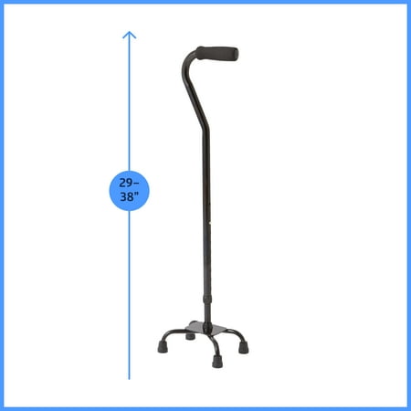 Condition photo showing New/Like New for medline aluminum quad cane with small base for balance, knee injuries,portable, walking aid for seniors & adults