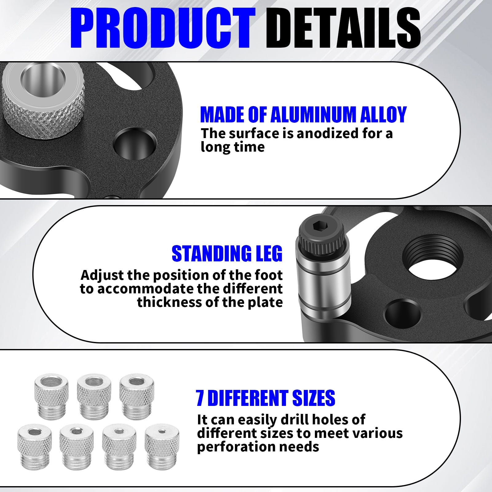 AEVXKHI Hole Drill Positioner Locator, Adjustable Self Centering Drill Bit Set, Solid Self Centering Doweling Jig, Anti Slip Round Jig Punch Locator for Woodworking