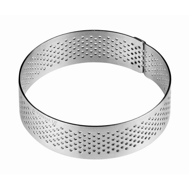 Pavoni XF9020 Anneau à Tarte Rond Perforé en Acier Inoxydable 3/4 Pouces de Haut (3-1/2 Pouces)