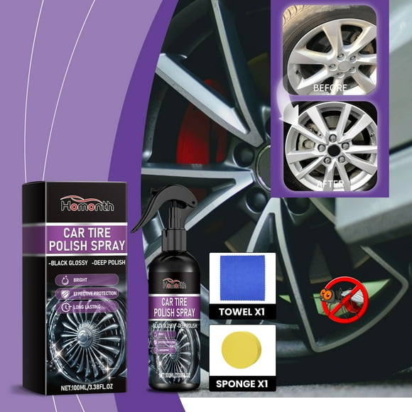 Rengui Efficient Automobile Tire Polishing Agent Long Lasting Water-Proof and Antifoulings Protection Tire Antiaging Belt Sponge and Cleaning Cloth 100Ml Todays Clearance Deal