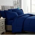 thumbnail image 2 of American Home Collection Comforter Set - Extra Soft Microfiber - 3 Piece Comforter and Pillow Shams Set - Full/Queen, Navy, 2 of 8