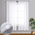 thumbnail image 1 of White Bedroom Curtains 63 Inch Length 2 Panel Rod Pocket Shabby Chic Farmhouse Cozy Pom Pattern Dot Textured Window Semi Sheer Short Boho Cute Curtains for Nursery Kitchen Sill Therapy Room Decor, 1 of 7