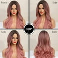thumbnail image 3 of DOPI Pink Wig Pink Wigs for Women Short Natural Lace Hair Long Curly Wavy Synthetic Wig Pink Natural Full Wigs for, 3 of 8