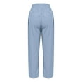 thumbnail image 4 of Pants for Women - Linen Pants Women High Boho 2026 Plus Size Elastic Waist Casual Loose Beach Straight Leg Trouser with Pockets, 4 of 5