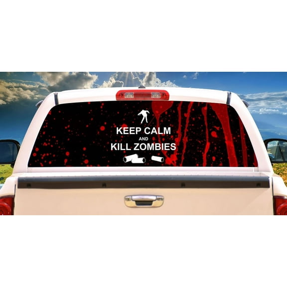 KILL ZOMBIES Rear Window Graphic truck view thru vinyl decal back