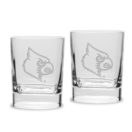 Louisville Cardinals Set of 2 Square Double Old Fashioned Glasses
