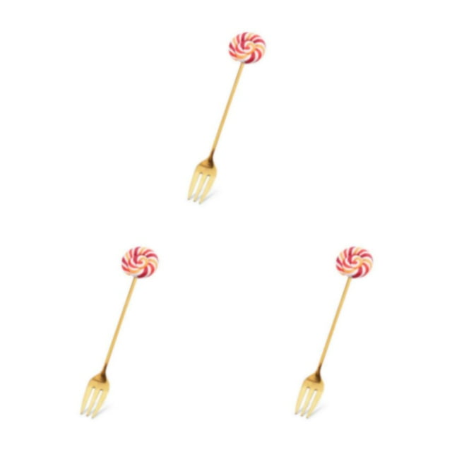 kurtrusly Vaisselle de Maison et d'Hôtel Adorable en Acier Inoxydable Réutilisable pour Gâteaux Desserts Couverts Fourchette Marron 3Ensemble