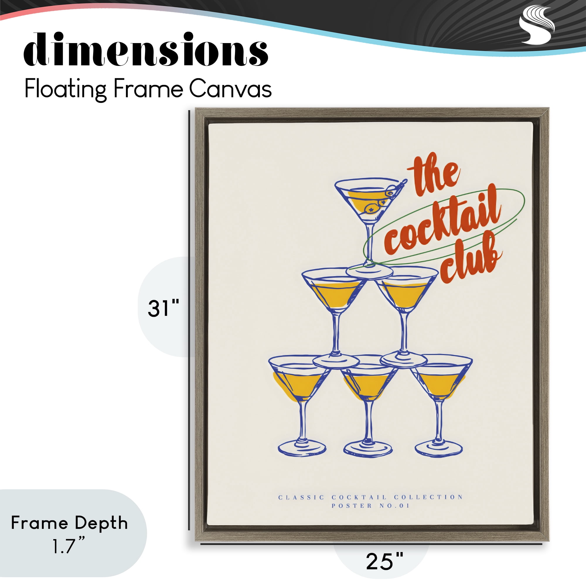 Stupell Industries Tower Toast Cocktail Club Brown Framed Floater Canvas Wall Art, design by The Prints Vibe
