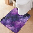 thumbnail image 3 of U-Shaped Toilet Mat Plush Bathroom Rug Mat Non Slip Bathroom Mats Purple and Black Tie-dye Texture, 3 of 5