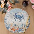thumbnail image 3 of Crab Coastal Round 13 Inch Placemats Set of 4, Summer Beach Coral Starfish Blue Grey HeatResistant Non Slip Place Mats for Dining Table, Wipeable Braided Kitchen Table Mats for Housewarming, 3 of 9