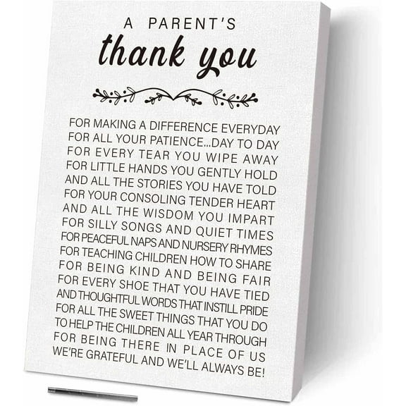 Thank You Gifts for Teacher Parent Grandparent Nanny, Teacher Appreciation Gifts, Inspirational Quotes Wall Art Uplifting Quotes to Show Your Gratitude in Thanksgiving Day