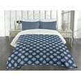 thumbnail image 3 of Ambesonne Indigo Quilted Bedspread Set 3 Pcs, Greek House Tile Themed, Queen Size, Navy Blue and White, 3 of 5